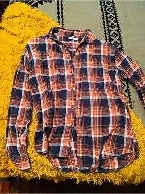 Sonoma Plaid Button-Down Shirt in Navy and Orange